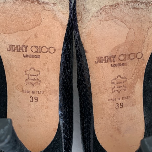 Jimmy Choo black suede watersnake skin pumps - Picture 13 of 17